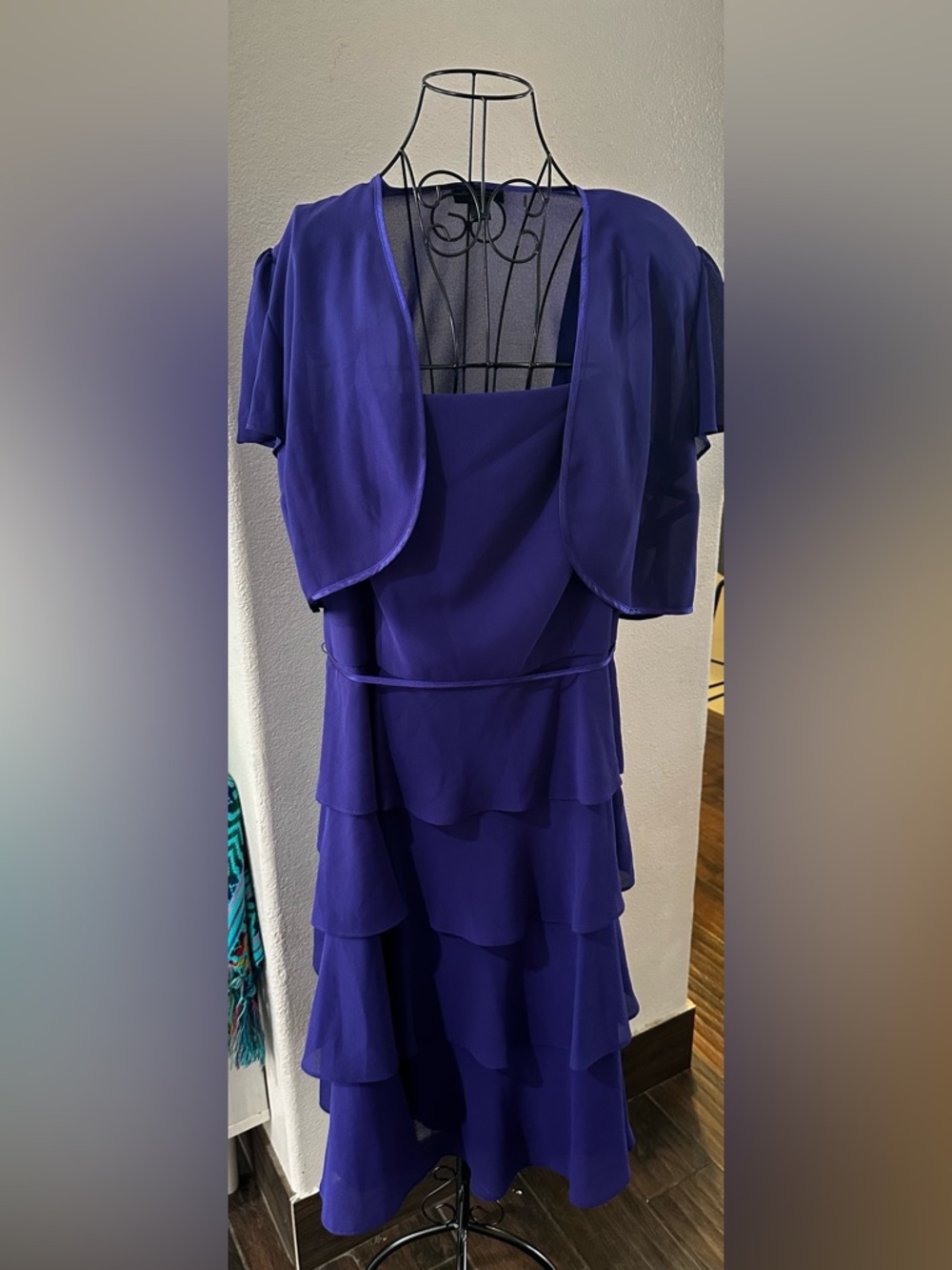 Royal Purple Tiered Midi Dress with Bolero